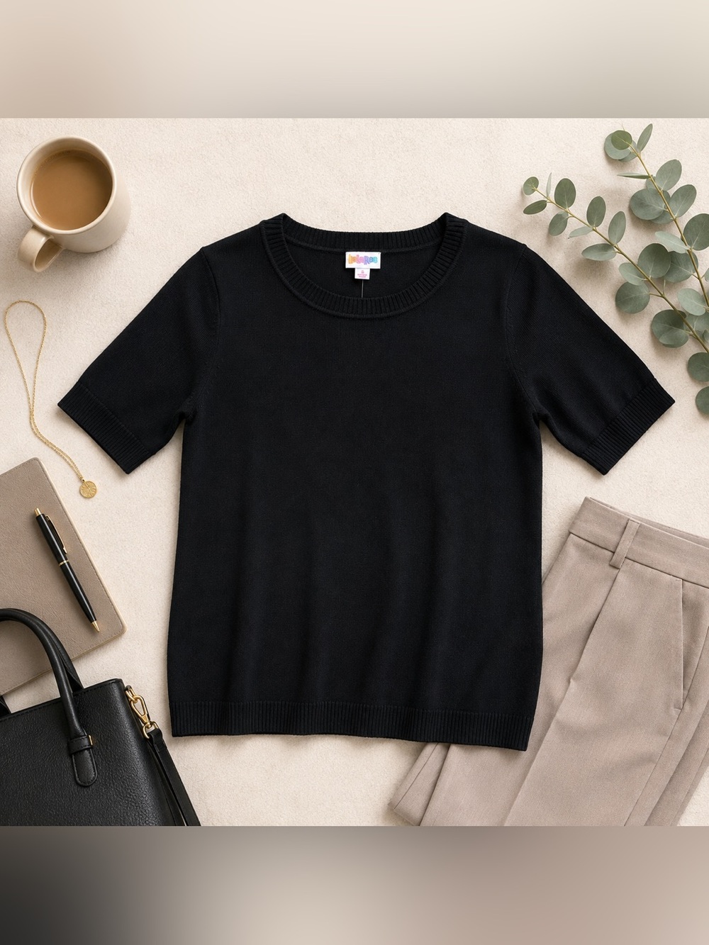 New LuLaRoe Jacee Black Short Sleeve Sweater Top Crewneck Fall Small